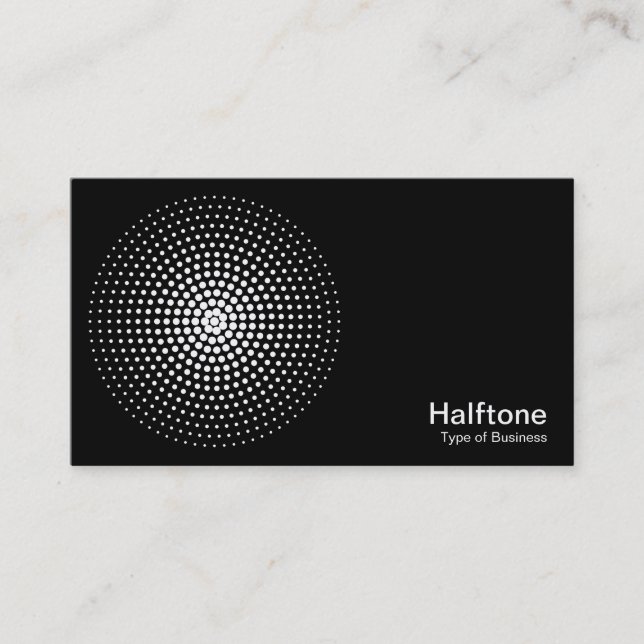 Halftone Circle 03 - Weiß auf Schwarz Visitenkarte (Vorderseite)
