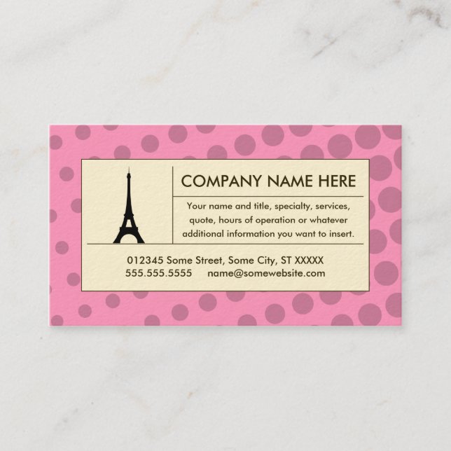 Halftone-eiffel Visitenkarte (Vorderseite)