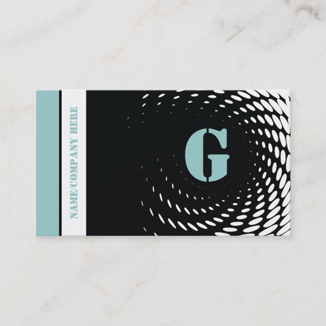 Halftone monogramm schwarz blaue Visitenkarten Visitenkarte (Vorderseite)