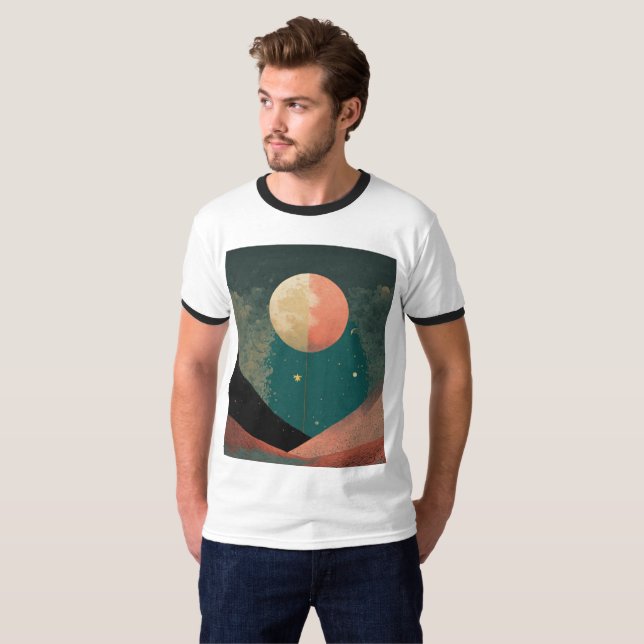Halftone Moon Design T-Shirt (Vorne ganz)