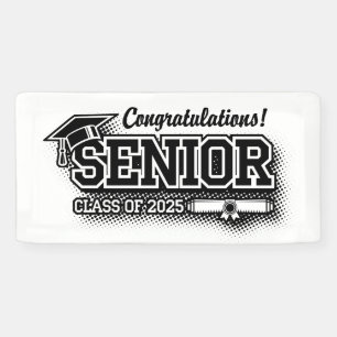 Halftone Retro Glückwunschs Senior Class of 2025 Banner