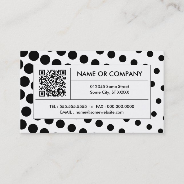 halftone schwarz-weiß QR-Code Visitenkarte (Vorderseite)