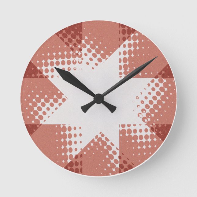Halftone Star Clock Runde Wanduhr (Vorderseite)