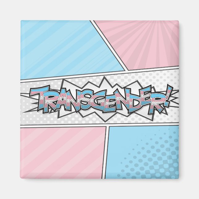 Halftone Transgender Pride Typografie mit Flag Magnet (Vorne)