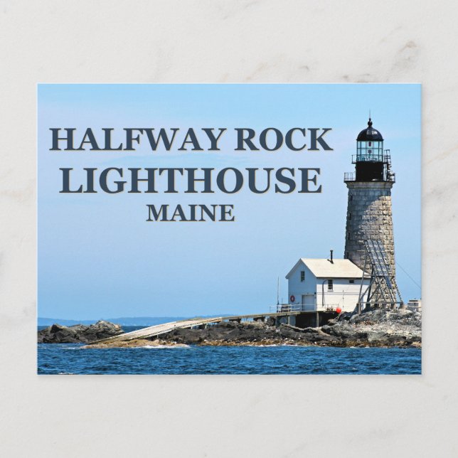 Halfway Rock Lighthouse, Maine Postcard Postkarte (Vorderseite)