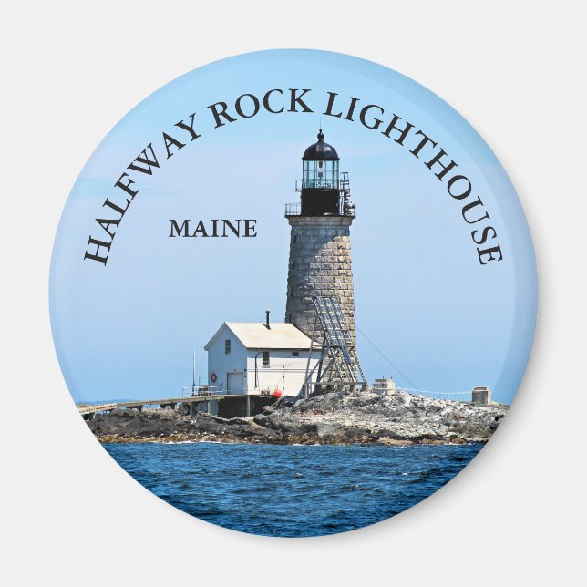 Halfway Rock Lighthouse, Maine Round Magnet (Vorne)