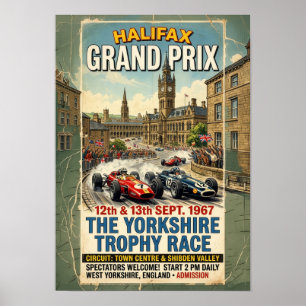 Halifax Grand Prix 1967 Yorkshire Trophy Rennen Poster