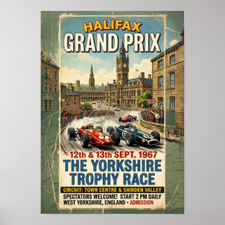 Halifax Grand Prix 1967 Yorkshire Trophy Rennen Poster