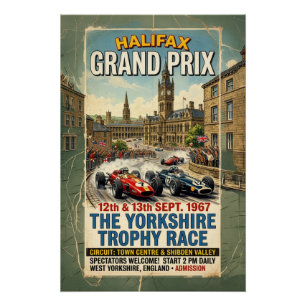 Halifax Grand Prix 1967 Yorkshire Trophy Rennen Poster