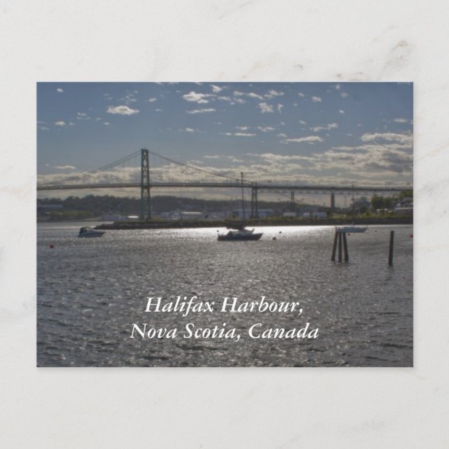 Halifax Hafen mit A. Murray MacKay Bridge Postkarte (Vorderseite)