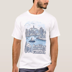 Halifax Kanada Einfache Blaue Skyline Süße Stadtan T-Shirt