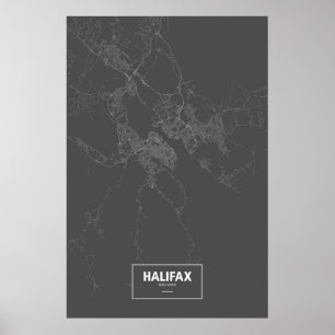 Halifax, Neuschottland (weiß auf Schwarzem) Poster
