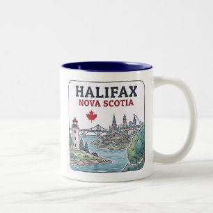 Halifax Nova Scotia Stadtansicht Ahornblatt  Zweifarbige Tasse