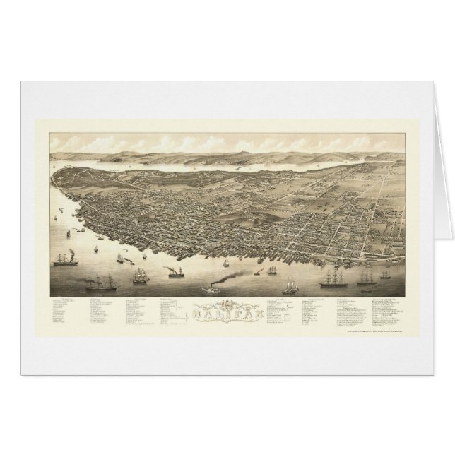 Halifax, NS, panoramische Karte Kanadas - 1879 (Vorderseite (Horizontal))
