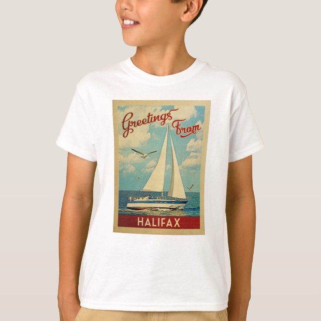 Halifax Sailboat Vintage Travel Kanada T-Shirt (Vorderseite)