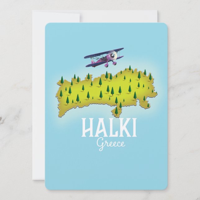 Halki Griechenland Karte Illustriertes Reiseplakat (Vorderseite)