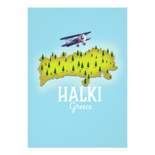 Halki Griechenland Karte Illustriertes Reiseplakat Fotodruck