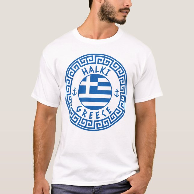 Halki und Griechenland Flaggen von Männern weiß T-Shirt (Vorderseite)