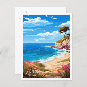 Halkidiki Griechenland Reisen Vintage Illustration Postkarte