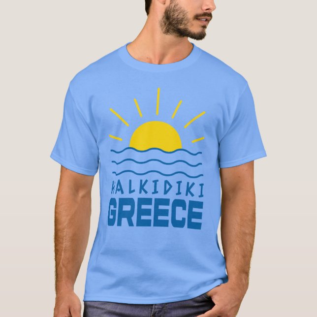 Halkidiki Griechenland Sonnenschein und Meer Blau  T-Shirt (Vorderseite)