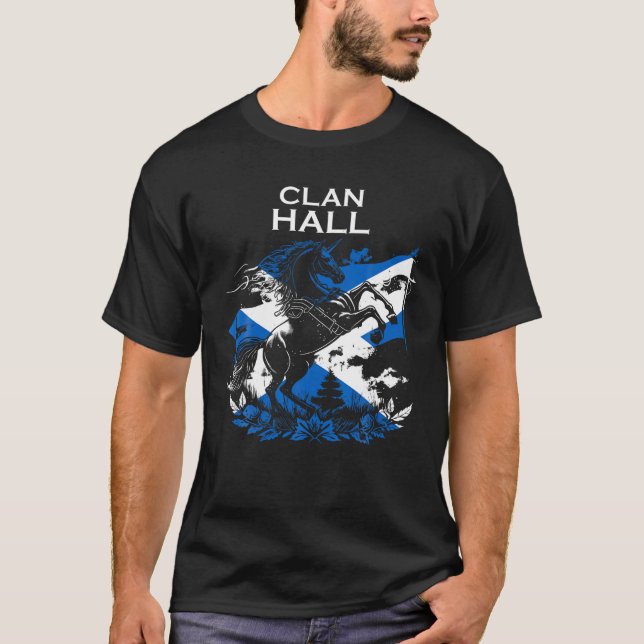 Hall Clan Familie Nachname Scotland Scottish T Shi T-Shirt (Vorderseite)