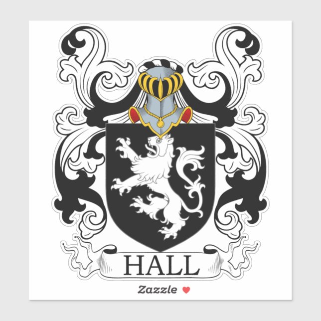 Hall Familienwappen Aufkleber (Blatt)