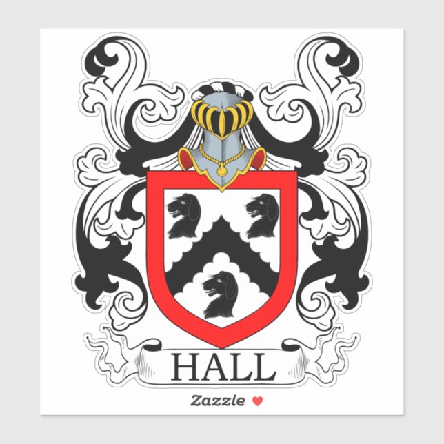 Hall Familienwappen Aufkleber (Blatt)