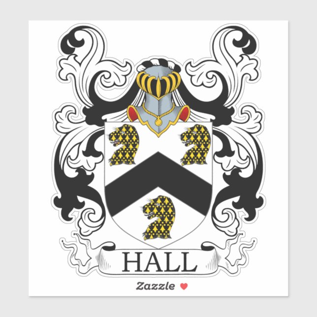 Hall Familienwappen Aufkleber (Blatt)
