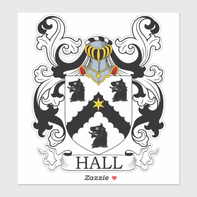 Hall Familienwappen Aufkleber (Blatt)