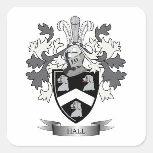 Hall-Familienwappen-Wappen Quadratischer Aufkleber