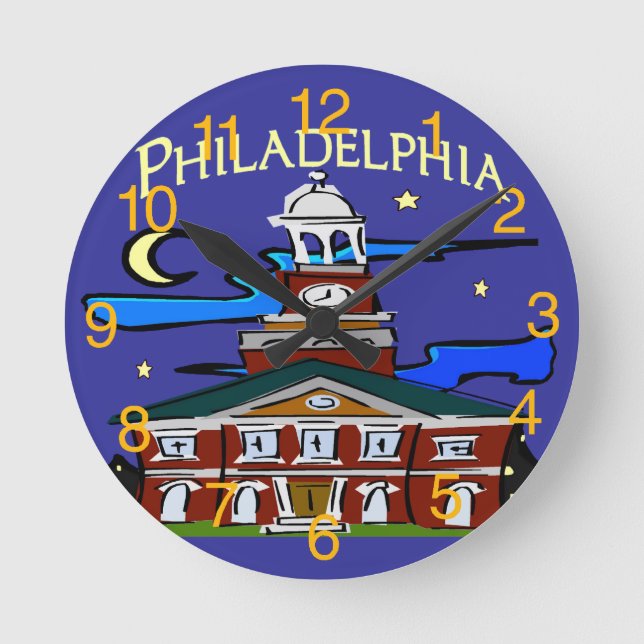 Hall in Philly Runde Wanduhr (Vorderseite)