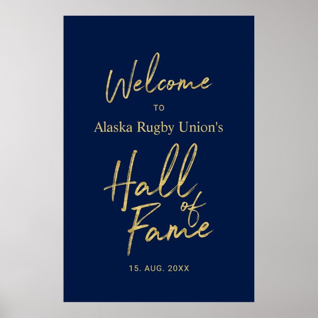  Hall of Fame | Gold & Navy Blue Welcome Sign Poster (Vorne)