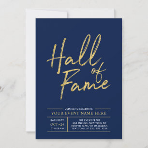 Hall of Fame Modernes Party in Gold und Blau Einladung