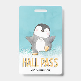 Hall Pass Niedlichen Pinguin-Klassenlehrer Ausweis