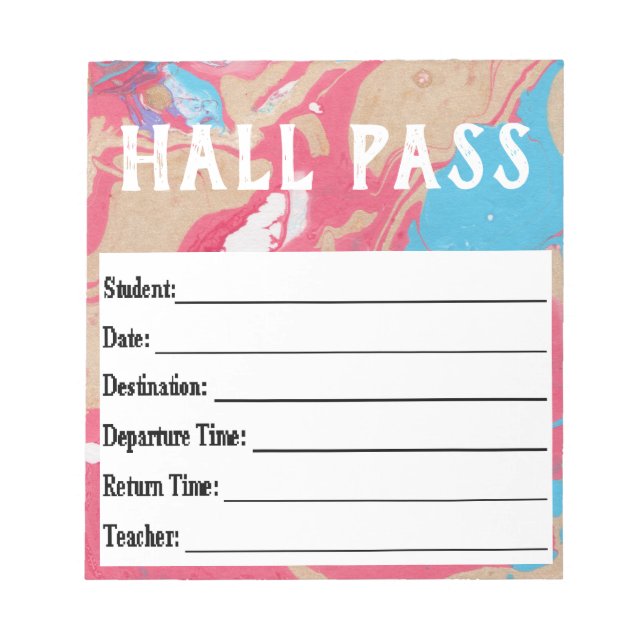Hall Pass Notizblock (Vorderseite)
