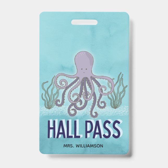 Hall Pass Octopus Lehrerschule Ausweis (Vorderseite)