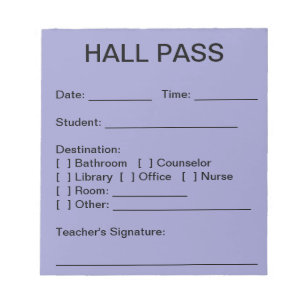 Hall Pass Pad (Sky) Notizblock