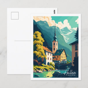 Hallein Austria Vintage Illustration Postkarte