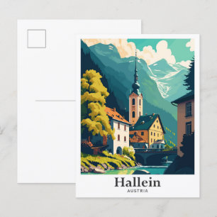 Hallein Austria Vintage Travel Portrait Postkarte