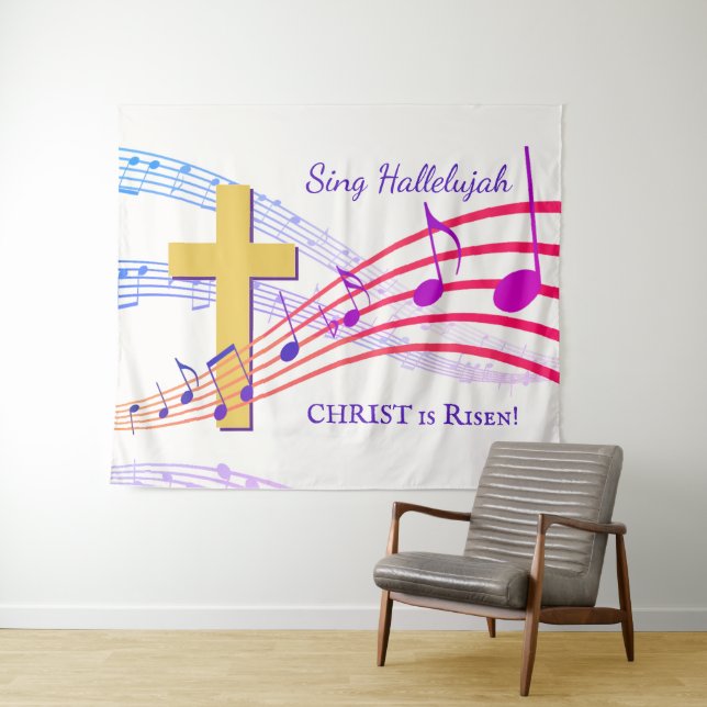 HALLELUJAH CHRIST IST RISEN Oaster Wandteppich (Beispiel (Horizontal))