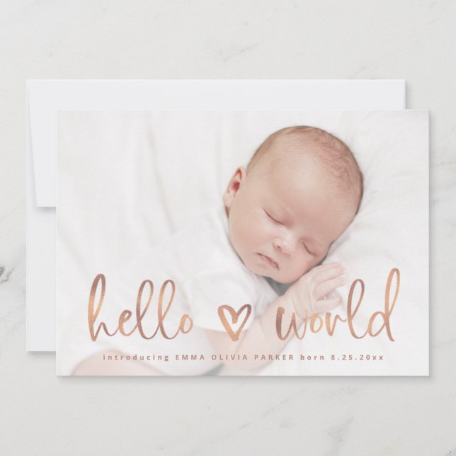 Hallenwelt| Baby Foto Herzerkrankung Ankündigung (Vorderseite)