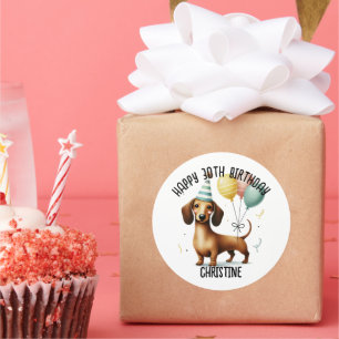 Hallenwurst Dackel Hund Liebhaber Geburtstag Runder Aufkleber