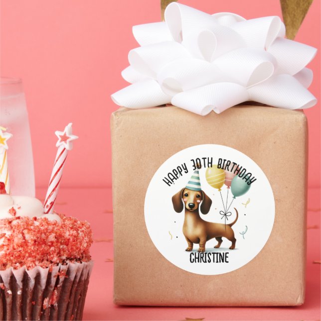 Hallenwurst Dackel Hund Liebhaber Geburtstag Runder Aufkleber (Party)