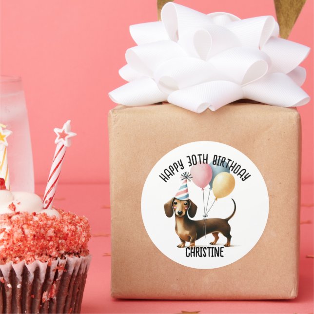 Hallenwurst Dackel Hund Liebhaber Geburtstag Runder Aufkleber (Party)