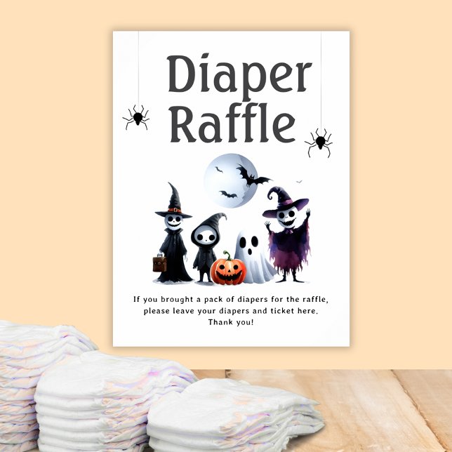 Hallloween Monster Baby Duschdusche Windelwanne Poster (Hallloween Monster Baby Shower Diaper Raffle Poster)