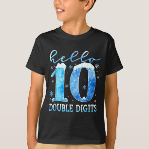 Hallo 10 Doppelte Ziffern Schneeflocken Winter Wei T-Shirt