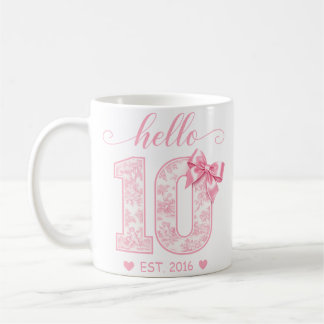 Hallo 10. Geburtstag | Rosa Hallo 10 Benutzerdefin Kaffeetasse