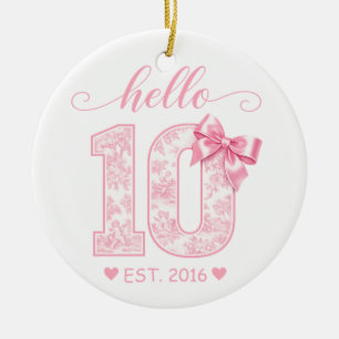 Hallo 10. Geburtstag Rosa Hallo 10 Benutzerdefin Keramik Ornament