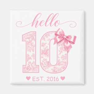 Hallo 10. Geburtstag   Rosa Hallo 10 Benutzerdefin Magnet