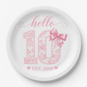 Hallo 10. Geburtstag Rosa Hallo 10 Benutzerdefin Pappteller
